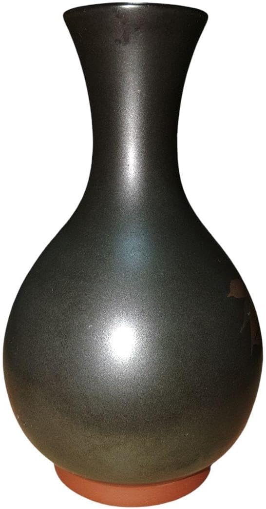 佐渡無名異焼 人間国宝 伊藤赤水 草花文花瓶