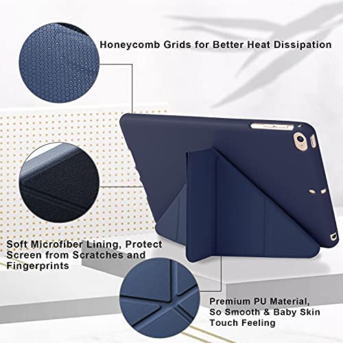 MuyDoux Origami Case for iPad mini 5 4 3 2, iPad Mini Case 7.9 Inch, 5-in-1 Multiple Viewing Angles, Smooth Front Cover & Shockproof Soft Flexible Back, Auto Sleep/Wake, Dark Blue - Image 2
