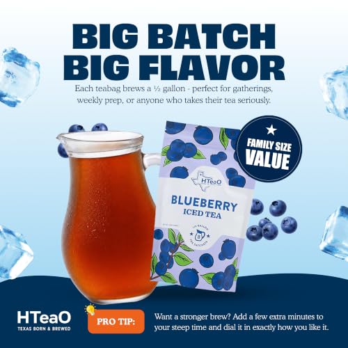 Image of HTeaO Iced Tea Bags - Makes 4 Gallons - Texas Style - Green Tea (Blueberry)