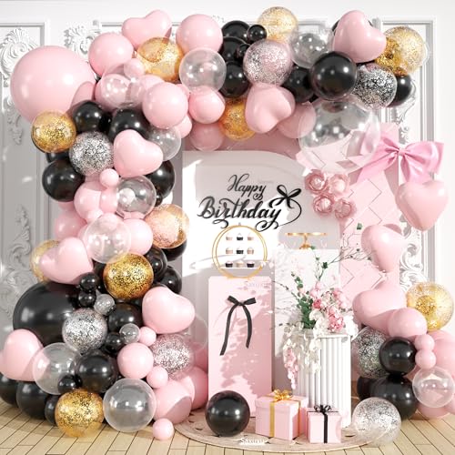 Pink and Black Balloon Arch Kit, Black Pink Balloons Garland Arch...