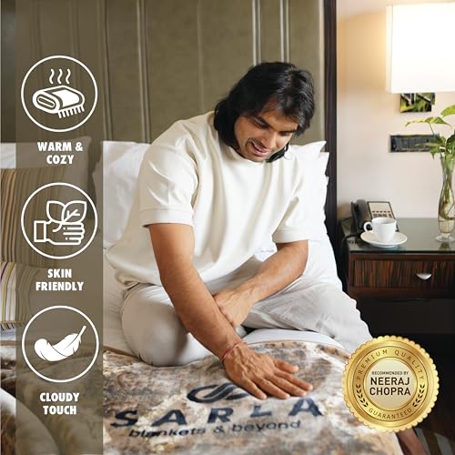 Image of Sarla Premium Cloud Touch Ultra Soft Pashmina Double Bed Blanket, 2PLY Reversible, Rose Wood