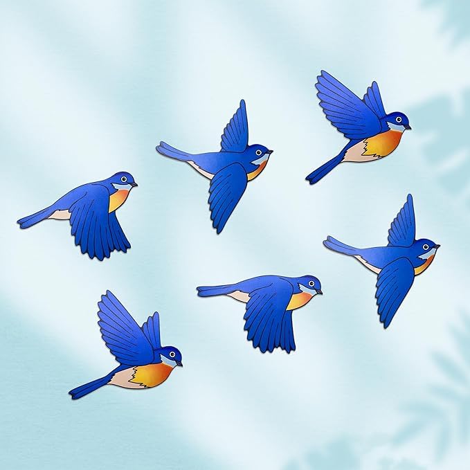 SHIVASHRAY CRAFTS 6 Pcs Blue Bird Wooden Wall Art, Wood Flying Birds Wall Decor, Unique Indoor Ornament & Outdoor Decor for Gift Bird (Blue)-image-39