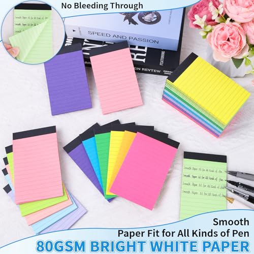 Image of Oleitodh 48 Pack 3 x 5 Inch Note Pads 12 Colors Mini Memo Pads | 80GSM Lined Writing Pads with 30 Sheets Each, Small Pocket Notepads for Office, School, Teachers, Lists and Daily Notes