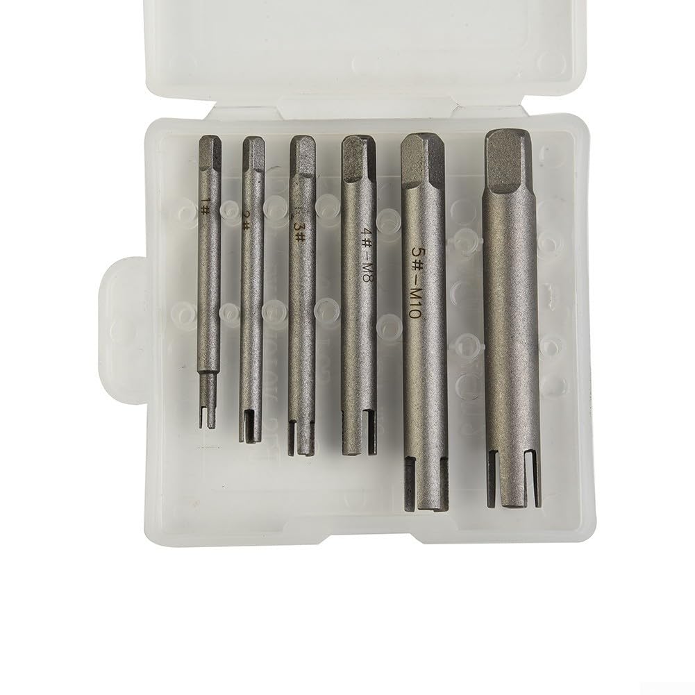 6 strumenti per la rimozione di viti a testa rotta, estrattore per rubinetto, in acciaio legato per rimuovere viti danneggiate spogliate, M5, M6, M8, M10, per M12