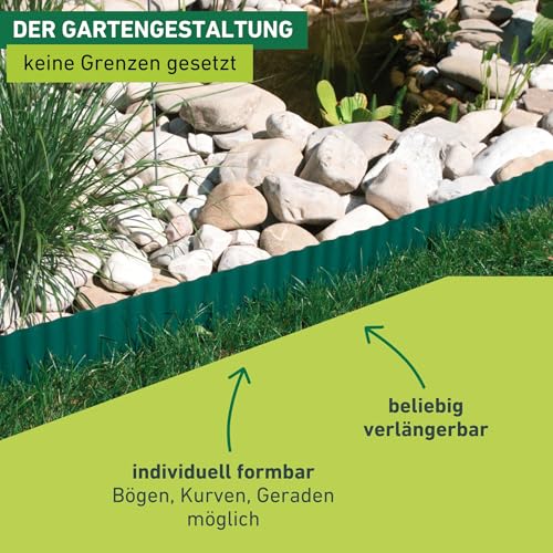 Windhager Rasenkante, Raseneinfassung, Beeteinfassung, Beetbegrenzung, Mähkante, Grün, 500 g/m², 9 m x 15 cm, 06248