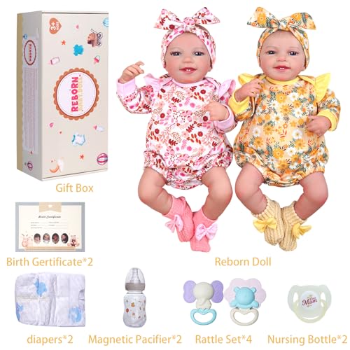 Image of BABESIDE Lifelike Reborn Baby Dolls - 20 Inch Twins with Sweet Smile & Realistic Soft Body - Newborn Baby Dolls for Kids Age 3+
