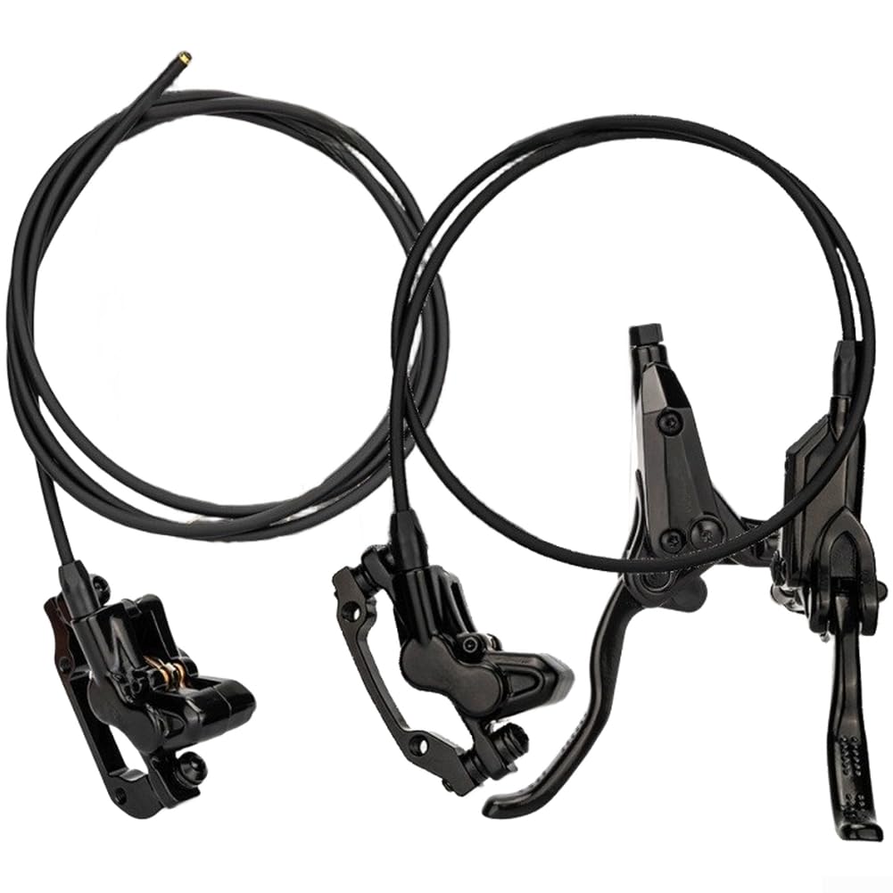 PureBowlic 4-Piston Hydraulic Disc Brake Set，For Mountain Bike, Aluminum Alloy Dual-Drive Calipers,For 800Mm Front And 1800Mm Rear Hose(A Kit)