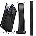 Frusde PS5 Plate PS5 Faceplate, Guscio Rigida Antiurto per PS5, AntiGraffio Antipolvere ABS Shell per Console di Gioco PS5 Piastra di Ricambio per PS5 Console Edizione Disco- Nero + Adesivo