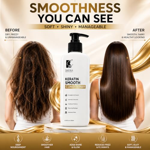 Image of Keratin Smooth Conditioner 400 ml, Repair for Reducing Hair Loss & Breakage, Upto 95% stronger hairs,Sulphate & Paraben free,Treatment For Dry & Frizzy Hair,Unisex Suitable for all hair types