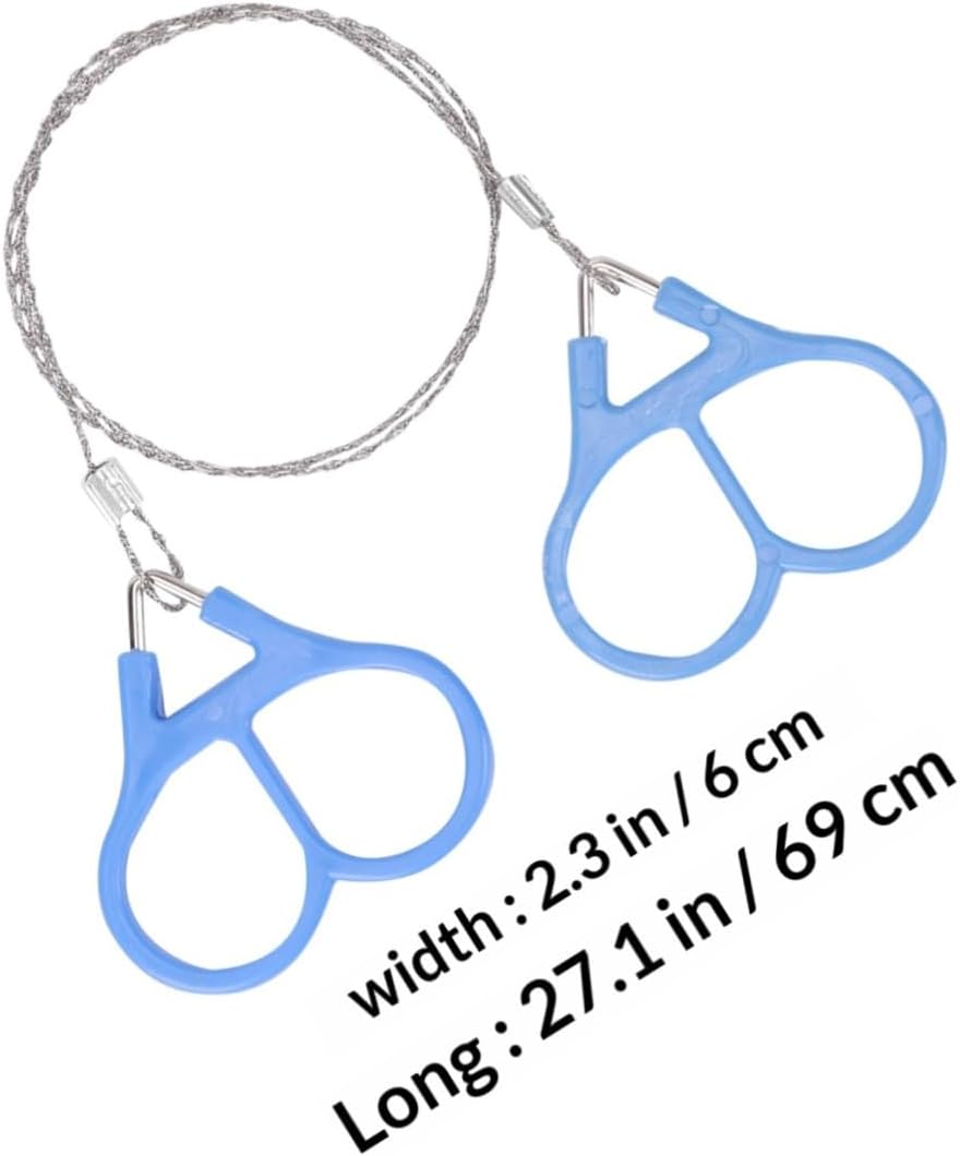 Milisten Outdoor Survival Wire Saw 4pcs Set with Stainless Steel Chain, Blue Pull Rings, Lightweight Portable Emergency Cutting Tool for Camping Hiking Hunting