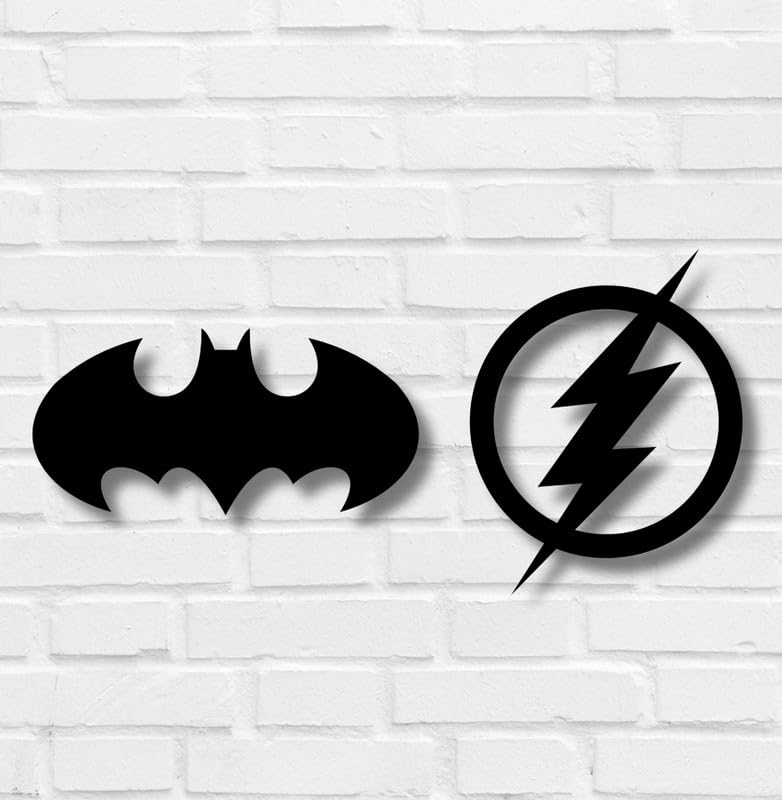 Image of TWIGGY Superhero 6mm MDF Wooden Wall Decor Set for Home, Office, or Gaming Room, Gift, Anime (pack of 2 | The Flash,The Dark Knight)