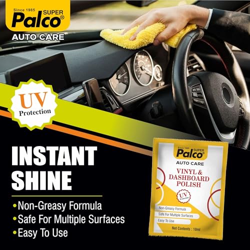 Image of PALCO Combo Auto Care 3 Products | Vinyl Dashboard Polish 5 x 10ml, Bike & Car Wash Shampoo 5 x 15ml, Windshield Cleaner 5 x 50ml | Auto Care Solution Cleaning Kit for Car Brilliant Shine