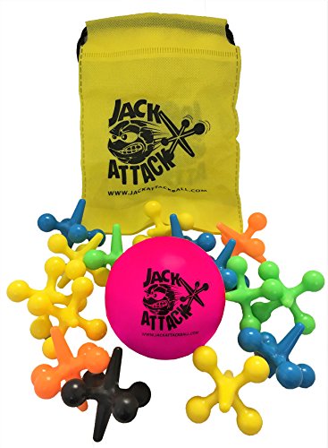 Jack Attack Big Jacks Game Set 15 Jacks 1 Ball and a Bag Play Your Favorites floor games knucklebones Taba Jogo do Osso Gonggi Chucks Chamesh Avanim Jackstones Fivestones Bulk Price (Pink)