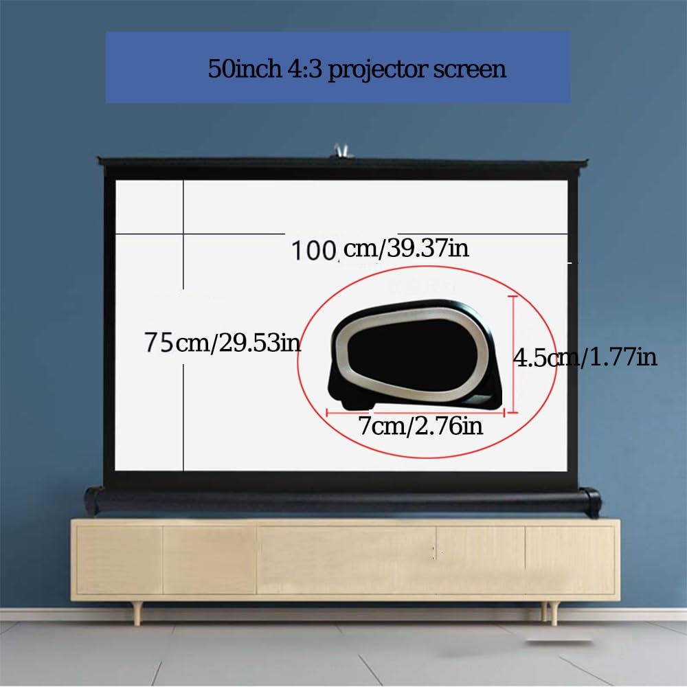 Écran de projection manuel à tirer sur pied 76,2 cm, 101,6 cm, 127 cm, écran de projection HD portable rétractable (127 cm (4:3)