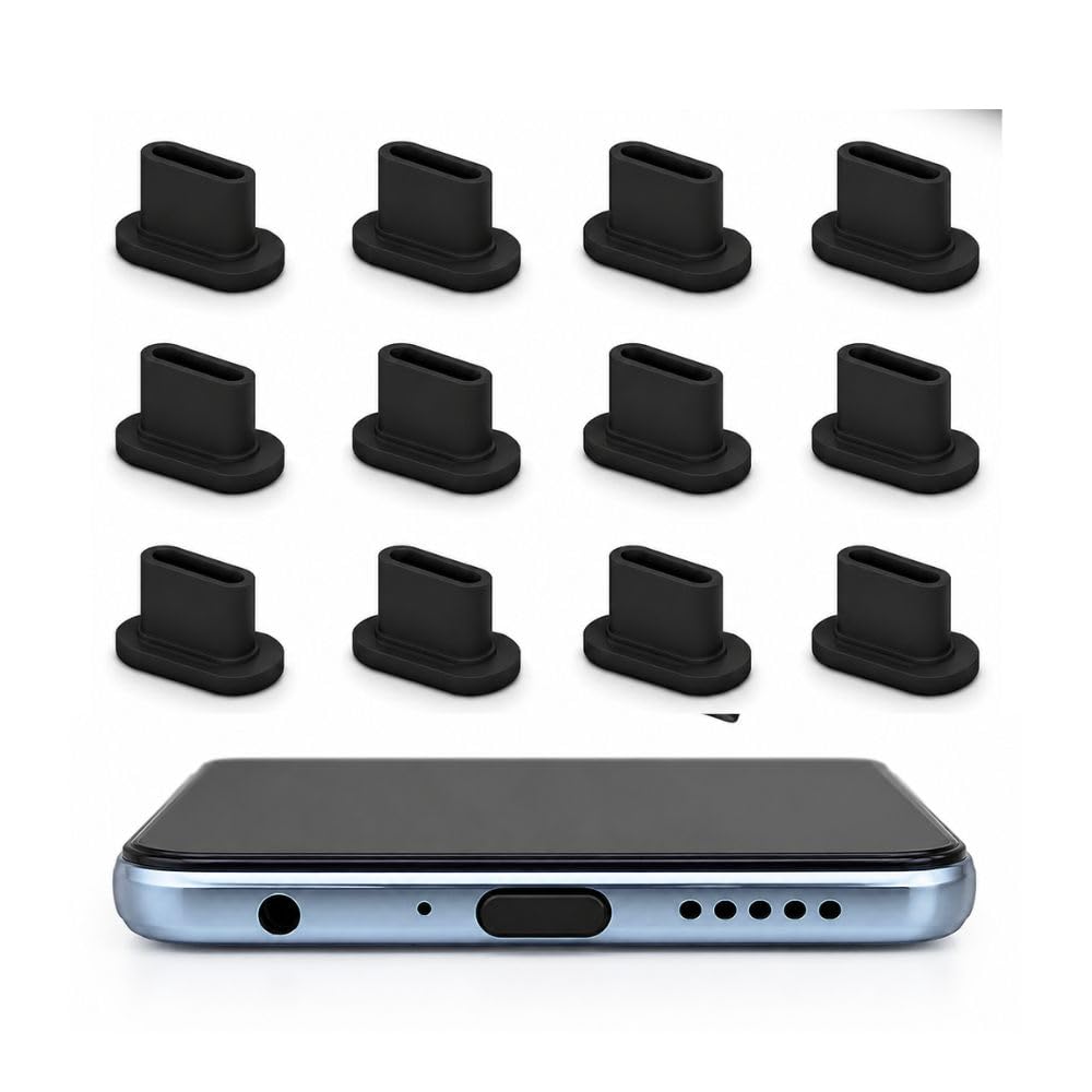 USB Type C Dust Plug Silicone USB C Port Cover Anti Dust Charging Jack Protector Soft Rubber Anti Lint Dustproof Cap for Smartphones, Tablets & USB C Devices (12 PCS, Black)-picture-20