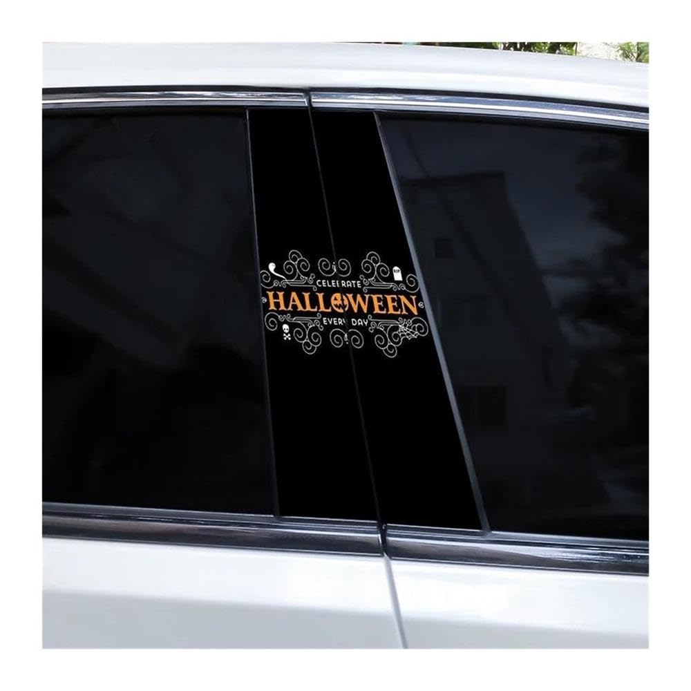 Body Parts 2pcs Halloween in English Car Center Column Sticker DIY Car B-Pillar Decorative Decals(G)