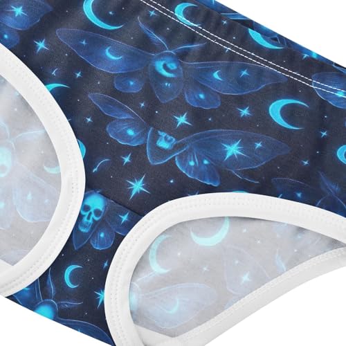 Aesthetic Gothic Moths Skull Blue Panties for Girl Girls Underwear Toddlers Cotton Animal Briefs Undies Kids 2t4