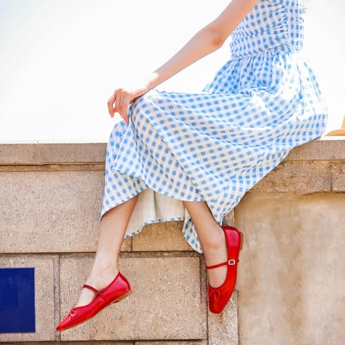 Image of C.Paravano Women's Mary Jane Flats | Square Toe Ballet Flats | Daily Wear Work Shoes | Dress Shoes with Adjustable Straps