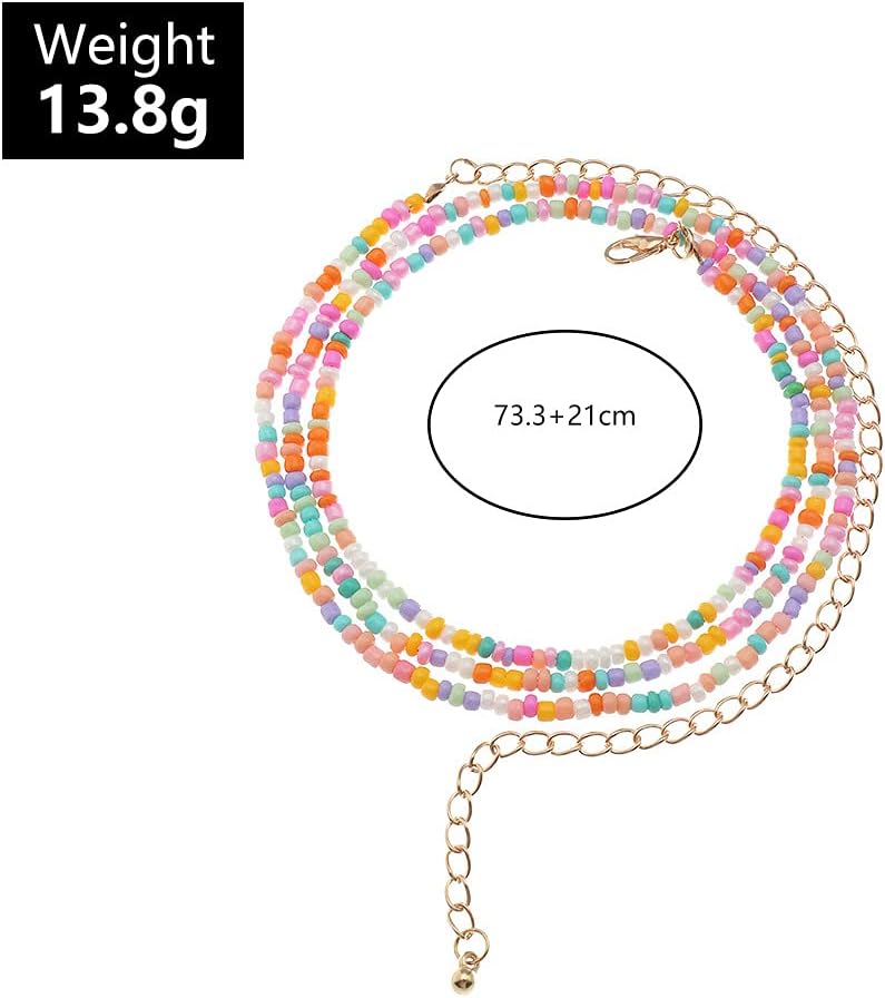 Rainbow Seed Beaded Waist Beads Chain Belt for Women Girls Colorful Bead Boho Summer Beach Bikini Belly Chains Sexy African Body Accessories Jewelry Gifts - Image 2