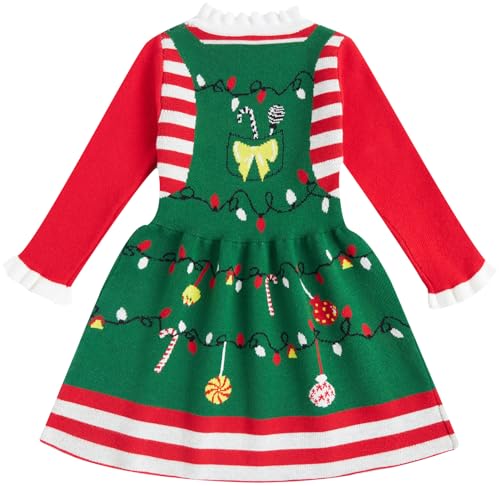 RAISEVERN Toddler Christmas Sweater Dress Kids Long Sleeve Knit Winter Xmas Dresses 12M-5T2