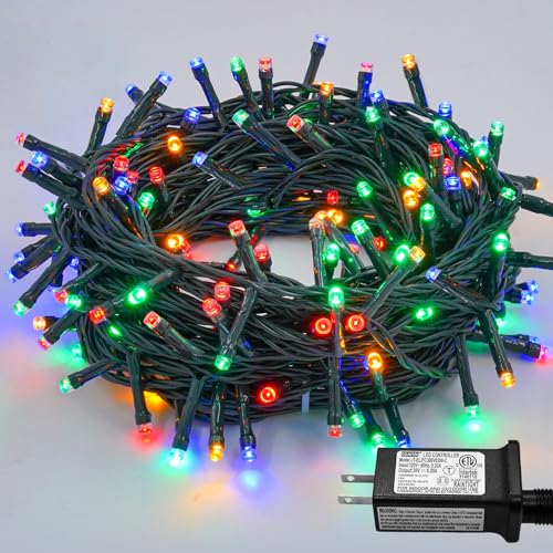 YEGUO 66ft 200 LED String Light Outdoor Waterproof, 8 Modes Christmas Lights Multicolor, Green Wire...