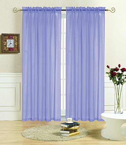 Kashi Home The Rena Collection Elegant Contemporary Style Rod Pocket Fastener 100 % Polyester Voile Sheer Design Window Curtain Panel, Lilac