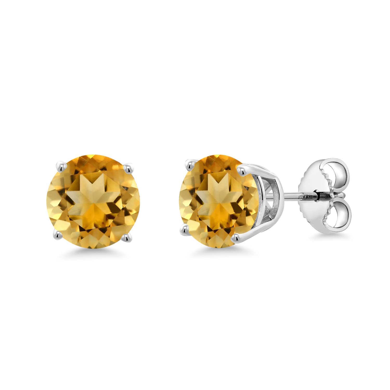 Gem Stone King 2-4 Cttw Round Gemstone Birthstone Stud Earrings For Women Men | 925 Sterling Silver | Round 7MM | Fine Jewelry Gifts for Her Mom Women