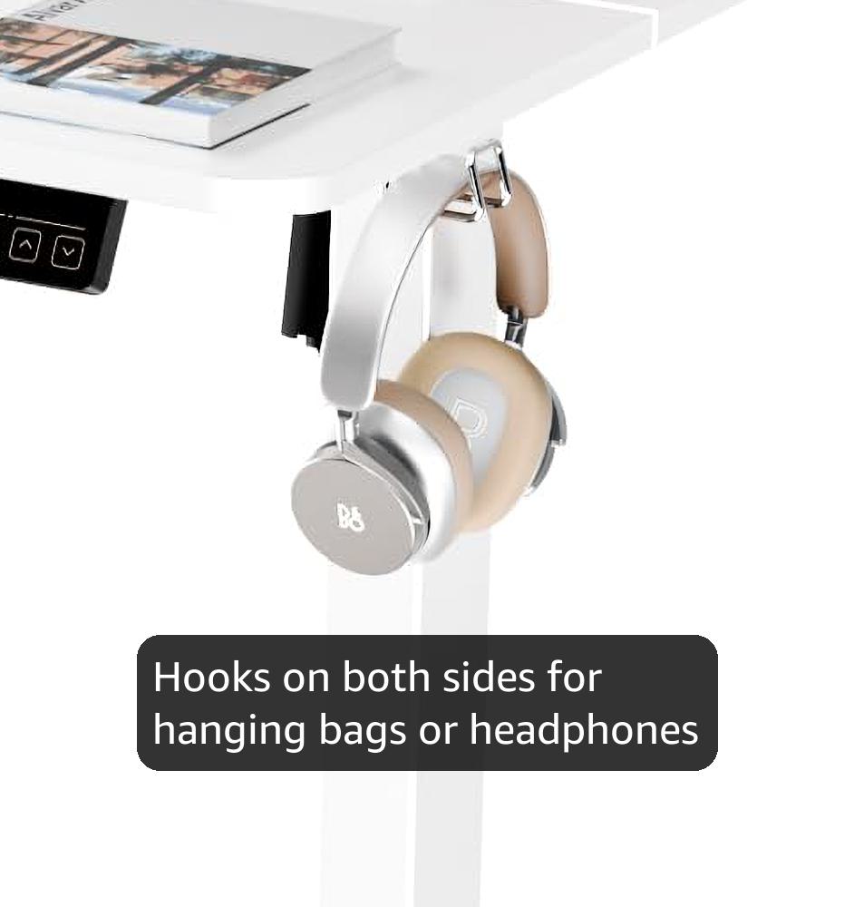 ERGOMAKER Electric Height Adjustable Standing Desk 110x60cm (43.3"x23.6"), Sit Stand Desk with Splicing Top for Home Office (White Frame + White Desktop)