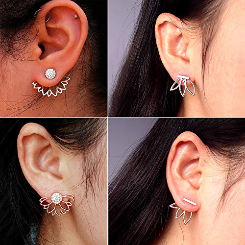 Suyi Fashion Hollow Lotus Flower Earrings Crystal Simple Chic Stud Earrings Set2