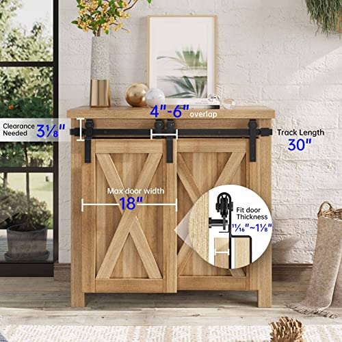 Easelife 2.5 Ft Mini Cabinet Bypass Double Sliding Barn Door Hardware Track Kit,Easy Install,Slide Smoothly Quietly,Apply For Storage Window Tv Stand And Other Shielding (No Cabinet) #TOP2