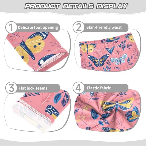 Abstract Butterflies Girls Leggings,Workout Leggings for Girls Toddler Athletic Legging Size for 3-10T3