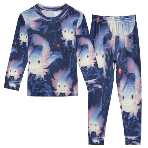 Pajama Sets Long Sleeve Axolotl in Darkness Soft Comfy Sleepwear 2 Piece PJS 3-8T