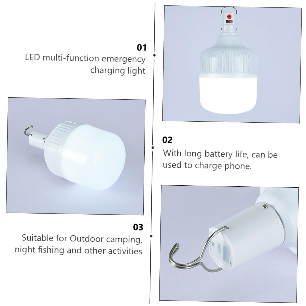 Linterna LED Recargable para Camping de 100w Batería de 1200mah, Luz Clara de Emergencia Portátil para Pesca Nocturna y Exteriores