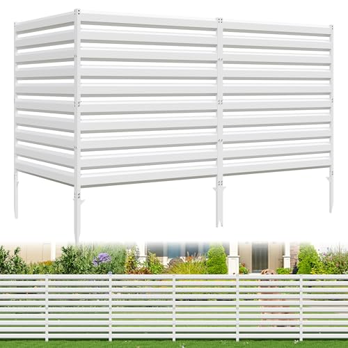 Metal Air Conditioner Fence, 42H x 38W (3Panels) Metal Outdoor Privacy Screens, Trash Can Enclosure, Pool Equipment Enclosure Fence, Privacy Fence Panels for Outside, Backyard, Patio- White