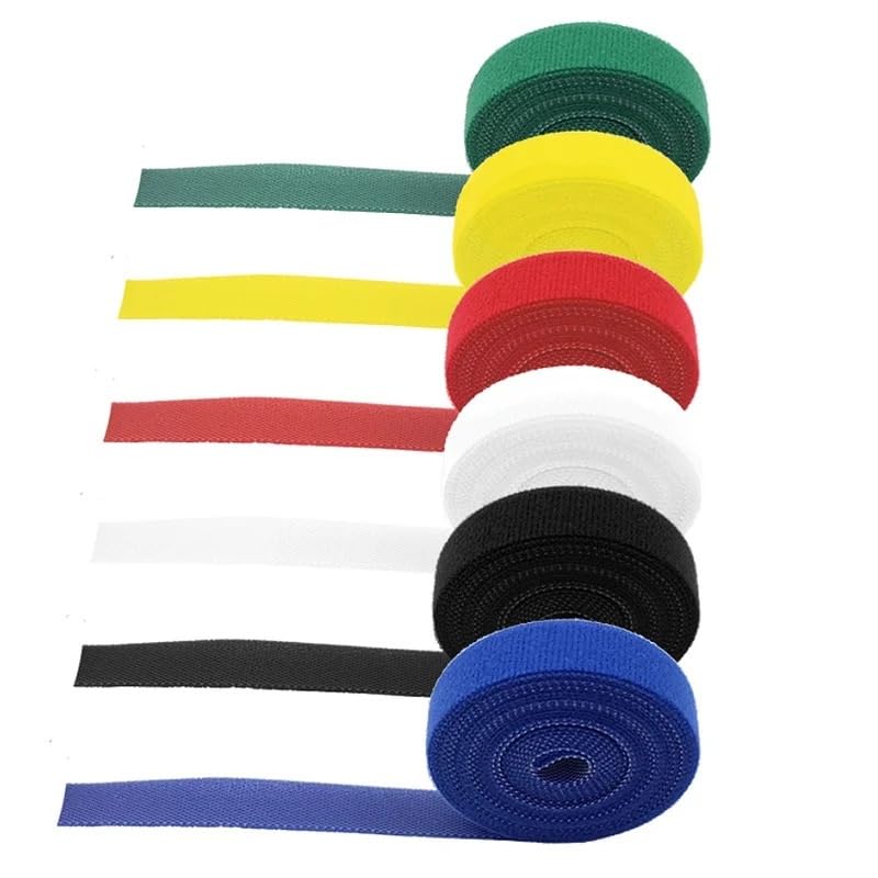2/10M opaski kablowe wielokrotnego użytku pętla pakiet samoprzylepny zapięcie akcesoria DIY nylonowy pasek organizer klips uchwyt na przewody (żółty, 2 metry - 10 mm) (biały 5M (1 rolka))