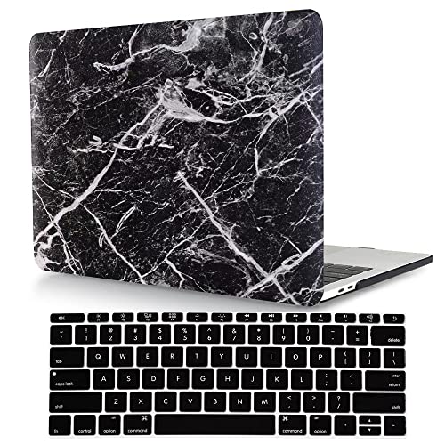 Funda de piel compatible con MacBook Air de 13 pulgadas (Modelos: A1369 y A1466, versión antigua 2010-2017), cubierta de plástico de piel sintética y cubierta de teclado - mármol negro Cover