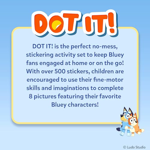 Image of Skillmatics Bluey Dot It Sticker Activity - Mess-Free Fun for Kids, 500+ Stickers, Craft Kits, DIY Activity, Travel Toys, Gifts for Boys & Girls Ages 3, 4, 5, 6, 7