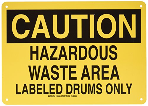 Panneau chimique et de danger Brady 125998 jaune pour zone de déchets industriels