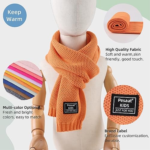 Image of PESAAT Kids Winter Infinity Scarf Knit Cotton Toddler Boy Girls Scarves