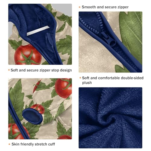 Tomato Leaf Pattern Print Design Toddler Fleece Jacket Girl Boys Hooded Fleece Jacket Coat Warm Outwear Zip-up 3-10T3