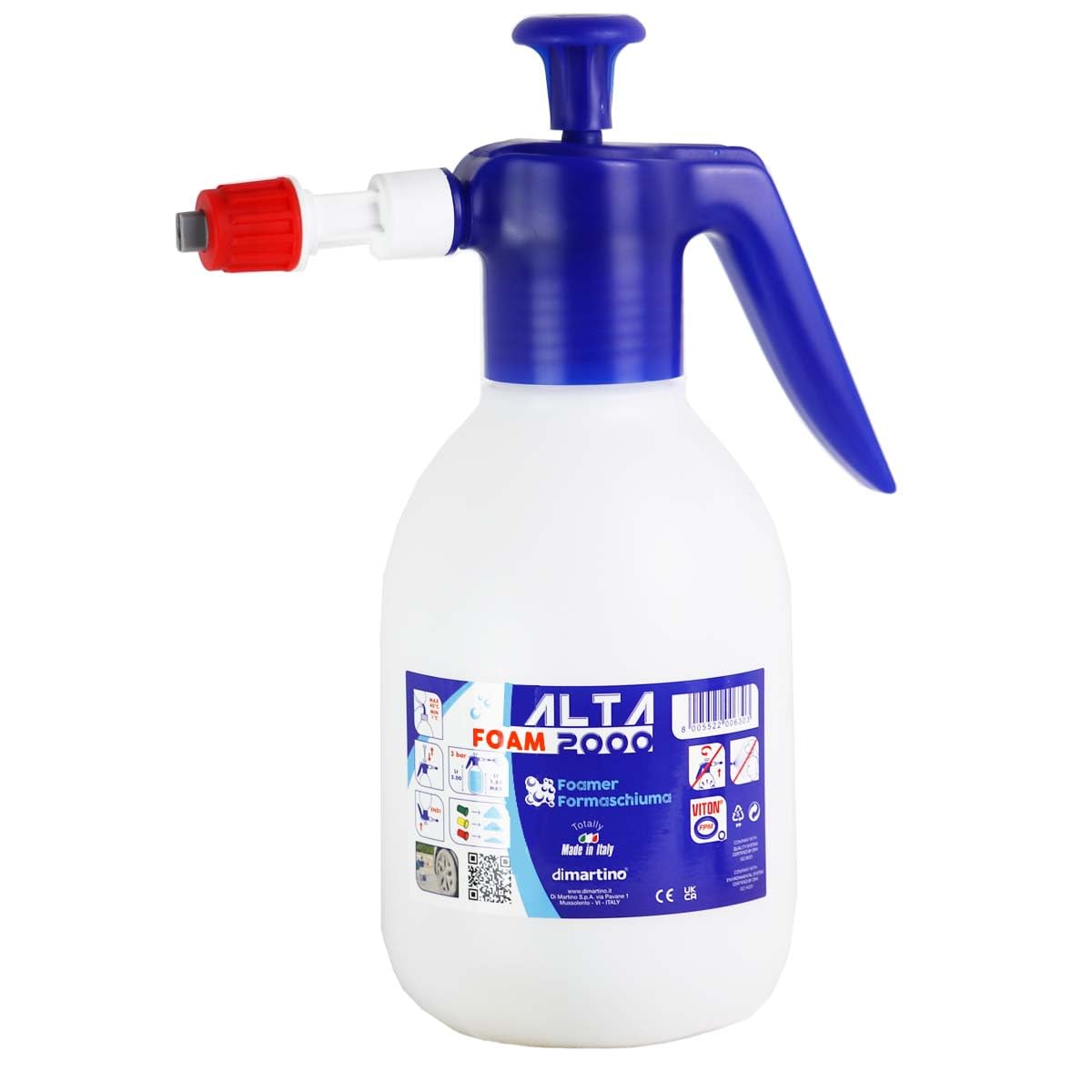 Chemicar Car Foam Sprayer; Hand Held Pressurized Spray Bottle; Continuous Spray, Car Wash Soap Sprayer; 2 Liter Tank Includes 3 Foaming Nozzles. No Waterhose Needed., AL4002F