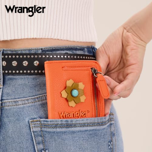 Image of Montana West X Wrangler Slim Wallet Women Small Rfid Blocking Wallets Bifold Credit Card Holder Wallets with Clear ID Window