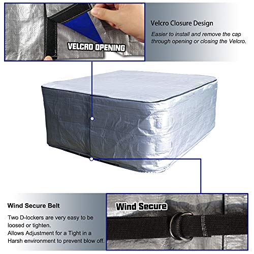 hot tub Cover Cap 96"x96"x35"(244x244x90cm spa Sun Shield for Hash Weather - Thumbnail 3