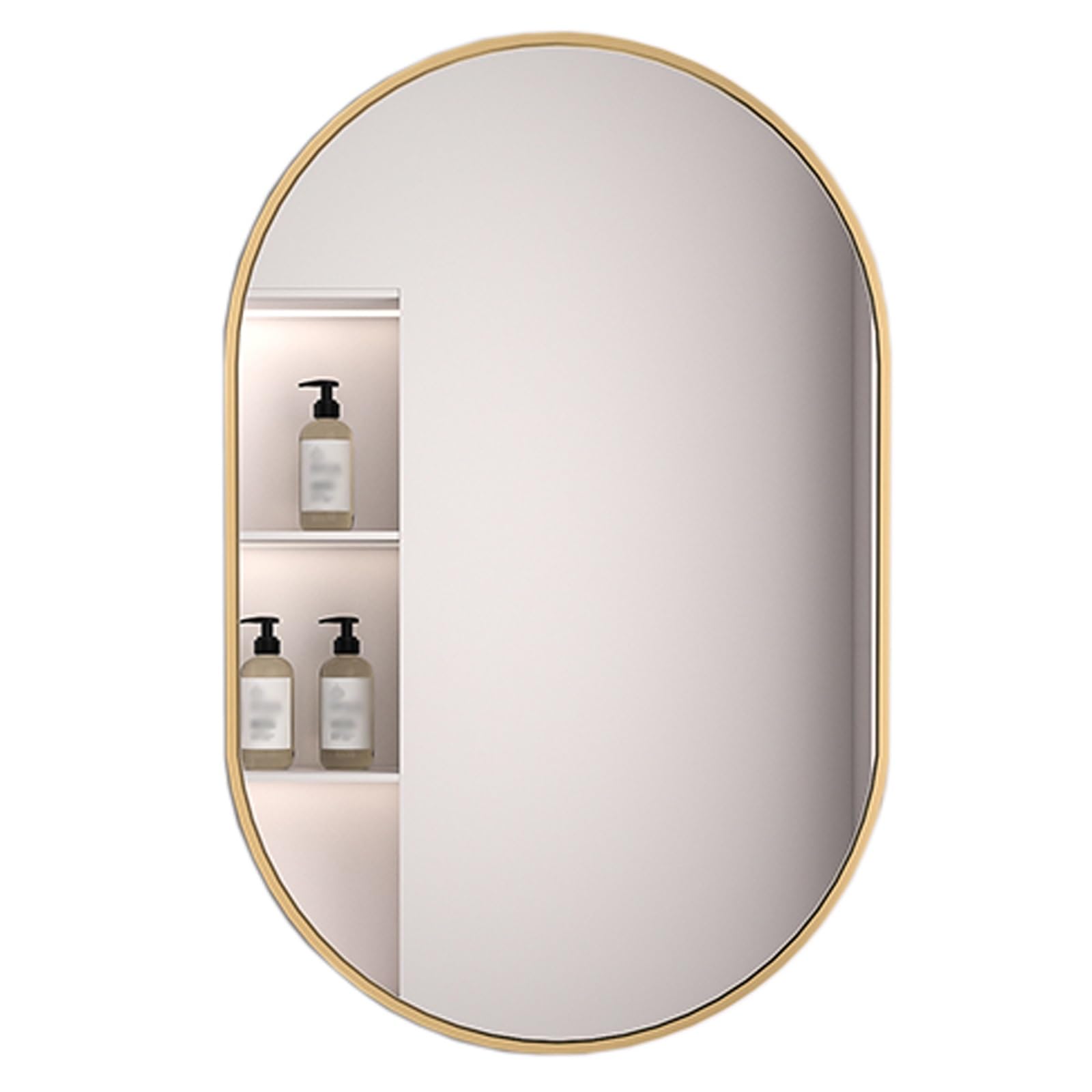 FGXHHS Oval Mirror Makeup with Metal Framed Vertical and Horizontal Hanging for Entryway Bedroom Bathroom Living Room(Gold,60x90 cm)