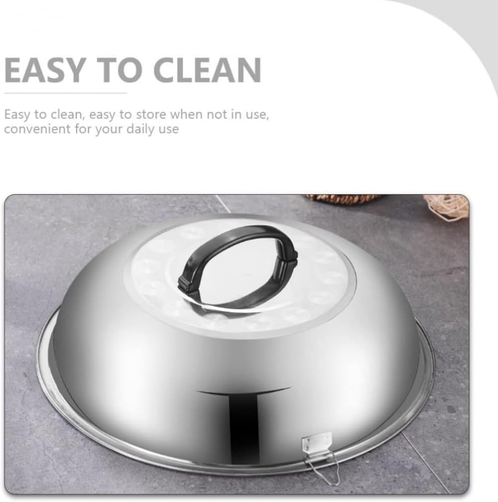 Coperchio universale in acciaio inox rotondo a cupola in ghisa, coperchio di ricambio per padelle, padelle e padelle in ghisa, 48 cm