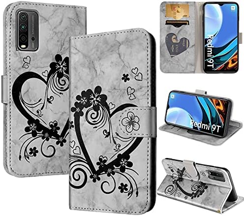 CASAFUNY Etui na telefon komórkowy do Xiaomi Redmi 9T (6,53 cala) etui pokrowiec pokrowiec skóra PU flip case portfel kieszeń na karty etui z klapką etui ochronne do Xiaomi Redmi 9T, zielone