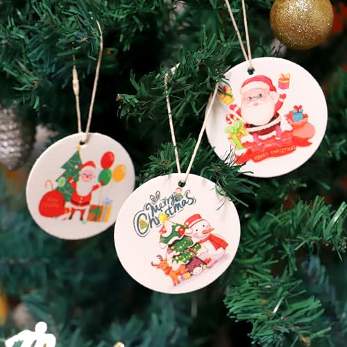 Image of 3 Pcs Biodegradable Wood Pulp Cellulose Compressed Cleaning Sponge Premium Kitchen Dishwashing Sponge Hanging Decorations for Christmas Tree Decorations, Kitchen, Bathroom and Surface Cleaning