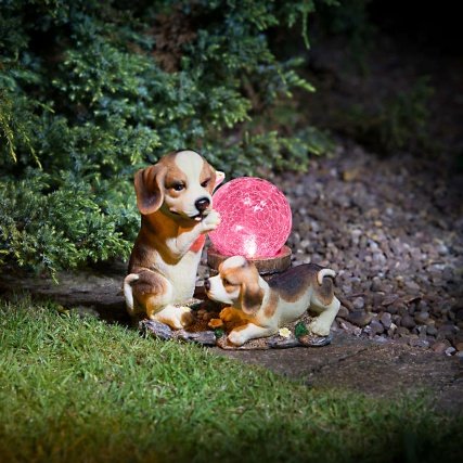 A2Z Home Solutions Amazing Sculpture Garden Dogs Ornament with Solar Light 4 Designs/Colour (Black Beagle)