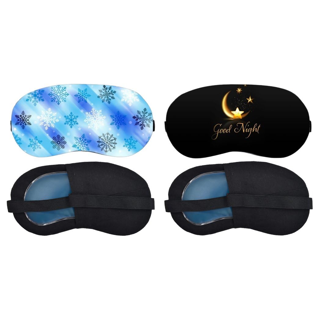 Aoxeria Blue Snowflake, Golden Good Night Sleeping Eye Mask Combo, Soft Comfortable Light-Blocking Eye Cover for Women, Men & Kids, Reusable Blindfold for Night Sleep, Nap, Travel, Flight (Pack of 2)-image-16