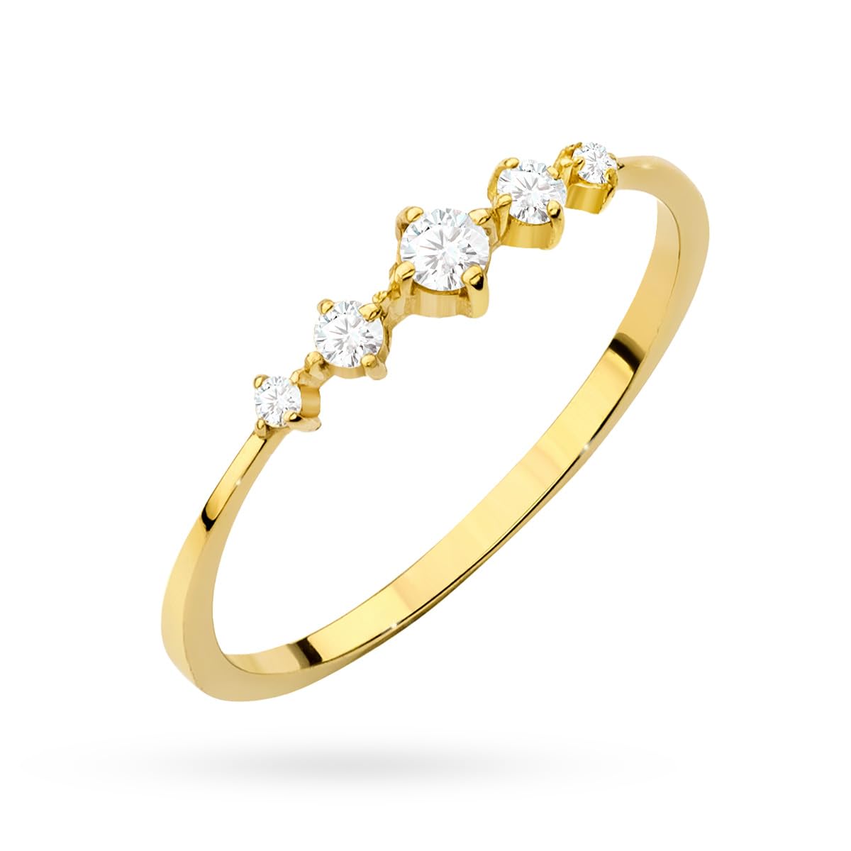 MARKO Damenring aus 8 Karat Echtgold – Feiner Goldring mit fünf funkelnden Zirkonia | Stilvoller Verlobungsring, Vorsteckring & Ringe Gold | Echt Gold Ring für Freundin